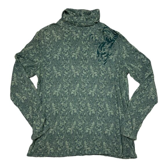 Soft Surroundings Turtleneck Lot Of 2 Floral Paisley Green‎ Grey Large - Picture 6 of 11